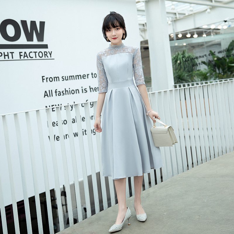 パーティードレス 結婚式 ワンピース ミモレ丈 花柄 刺繍 ウェディングドレス ウエディング ドレス 二次会 花嫁 ブライズメイド お呼ばれ ワンピース 袖あり 袖 ミモレ丈 エンパイア結婚式 入学式