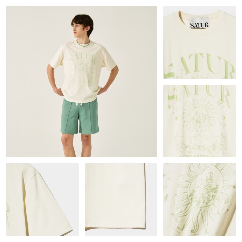 Tシャツ・カットソー SATUR Tarot Graphic Short Sleeve T-Shirt Cream Yellow SA242U SATUR】 TAROT GRAPHIC T-SHIRT : CREAM YELLOW Tシャツ