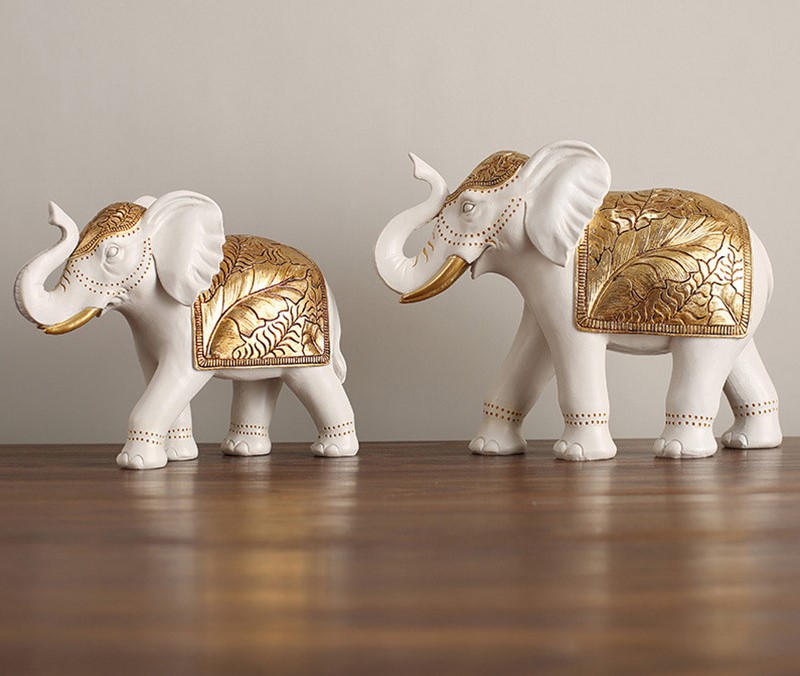 象の装飾オブジェ 2個セット 置物 おしゃれ かわいい 縁起物 風水グッズ インテリア ホワイト ブラック ギフト プレゼント リビングルーム
