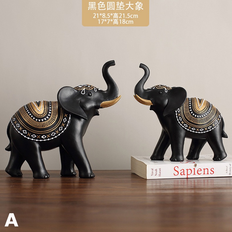 象の装飾オブジェ 2個セット 置物 おしゃれ かわいい 縁起物 風水グッズ インテリア ホワイト ブラック ギフト プレゼント リビングルーム