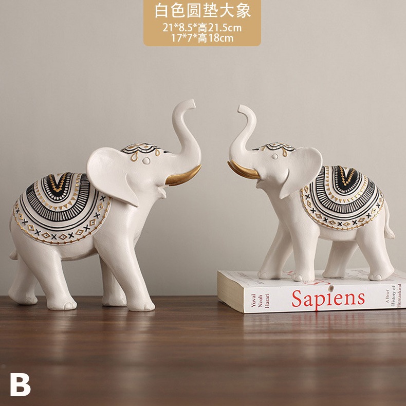 象の装飾オブジェ 2個セット 置物 おしゃれ かわいい 縁起物 風水グッズ インテリア ホワイト ブラック ギフト プレゼント リビングルーム