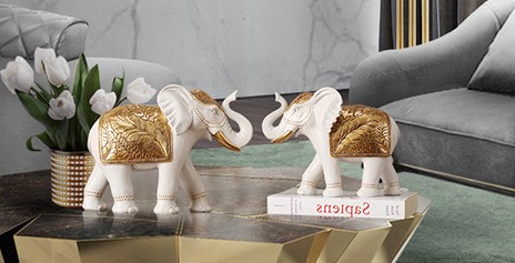 象の装飾オブジェ 2個セット 置物 おしゃれ かわいい 縁起物 風水グッズ インテリア ホワイト ブラック ギフト プレゼント リビングルーム