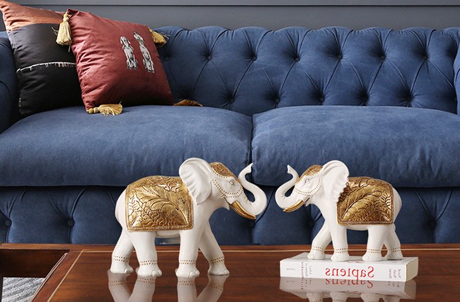 象の装飾オブジェ 2個セット 置物 おしゃれ かわいい 縁起物 風水グッズ インテリア ホワイト ブラック ギフト プレゼント リビングルーム