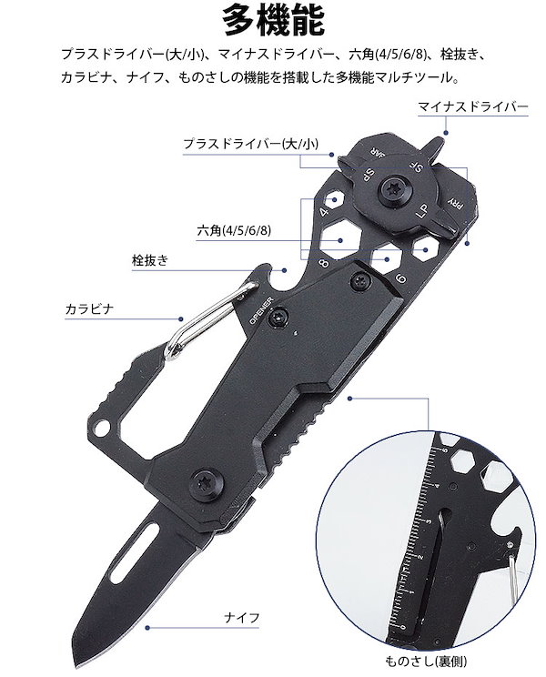 Qoo10] マルチツール 多機能 カラビナ ナイフ