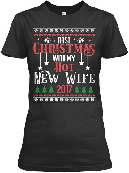 クリスマス私の熱い新しい妻の夫 - 最初2017年のギルダンの女性のティーTシャツ クリスマス私の熱い新しい妻の夫 - 最初2017年のギルダンの女性のティーTシャツ