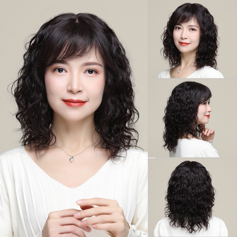 女性用フルリアルヘアウィッグ女性用ウール巻き毛ウィッグセット自然なふわふわ美しさ年齢を減らす白髪のマザーウィッグ 女性用フルリアルヘアウィッグ女性用ウール巻き毛ウィッグセット自然なふわふわ美しさ年齢を減らす白髪のマザーウィッグ