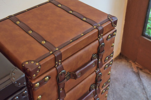 チェスト 4D IW-274 4段 収納 レザー トランク 鞄 おしゃれ タンス 箪笥 整理 家具 インテリア デザイン 雑貨 引き出し