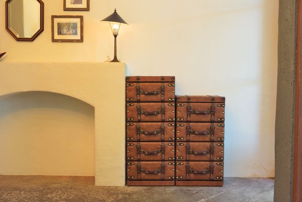 チェスト 4D IW-274 4段 収納 レザー トランク 鞄 おしゃれ タンス 箪笥 整理 家具 インテリア デザイン 雑貨 引き出し