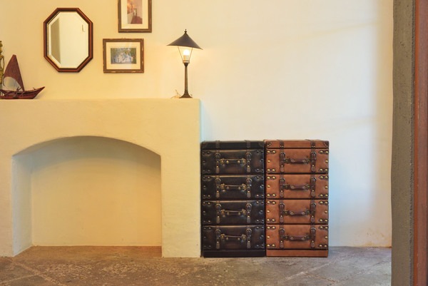 チェスト 4D IW-274 4段 収納 レザー トランク 鞄 おしゃれ タンス 箪笥 整理 家具 インテリア デザイン 雑貨 引き出し