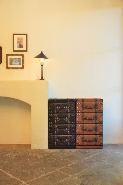 チェスト 4D IW-274 4段 収納 レザー トランク 鞄 おしゃれ タンス 箪笥 整理 家具 インテリア デザイン 雑貨 引き出し