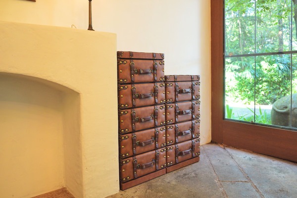 チェスト 4D IW-274 4段 収納 レザー トランク 鞄 おしゃれ タンス 箪笥 整理 家具 インテリア デザイン 雑貨 引き出し