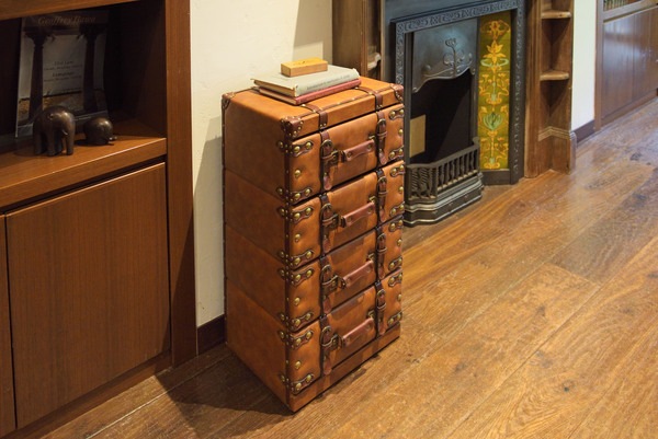 チェスト 4D IW-274 4段 収納 レザー トランク 鞄 おしゃれ タンス 箪笥 整理 家具 インテリア デザイン 雑貨 引き出し