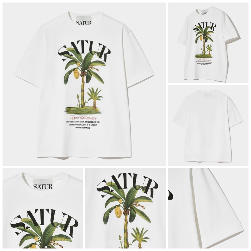 SATUR】 BANANA TEE GRAPHIC T-SHIRT : SATURDAY WHITE Tシャツ