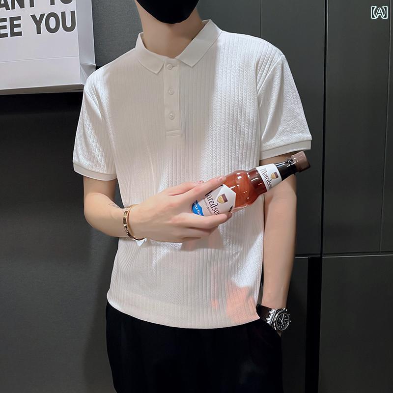 ポロシャツ メンズ スタイリッシュ おしゃれ 紳士服 男性 シャツ 半袖 クール 夏 カジュアル ファッション ニット