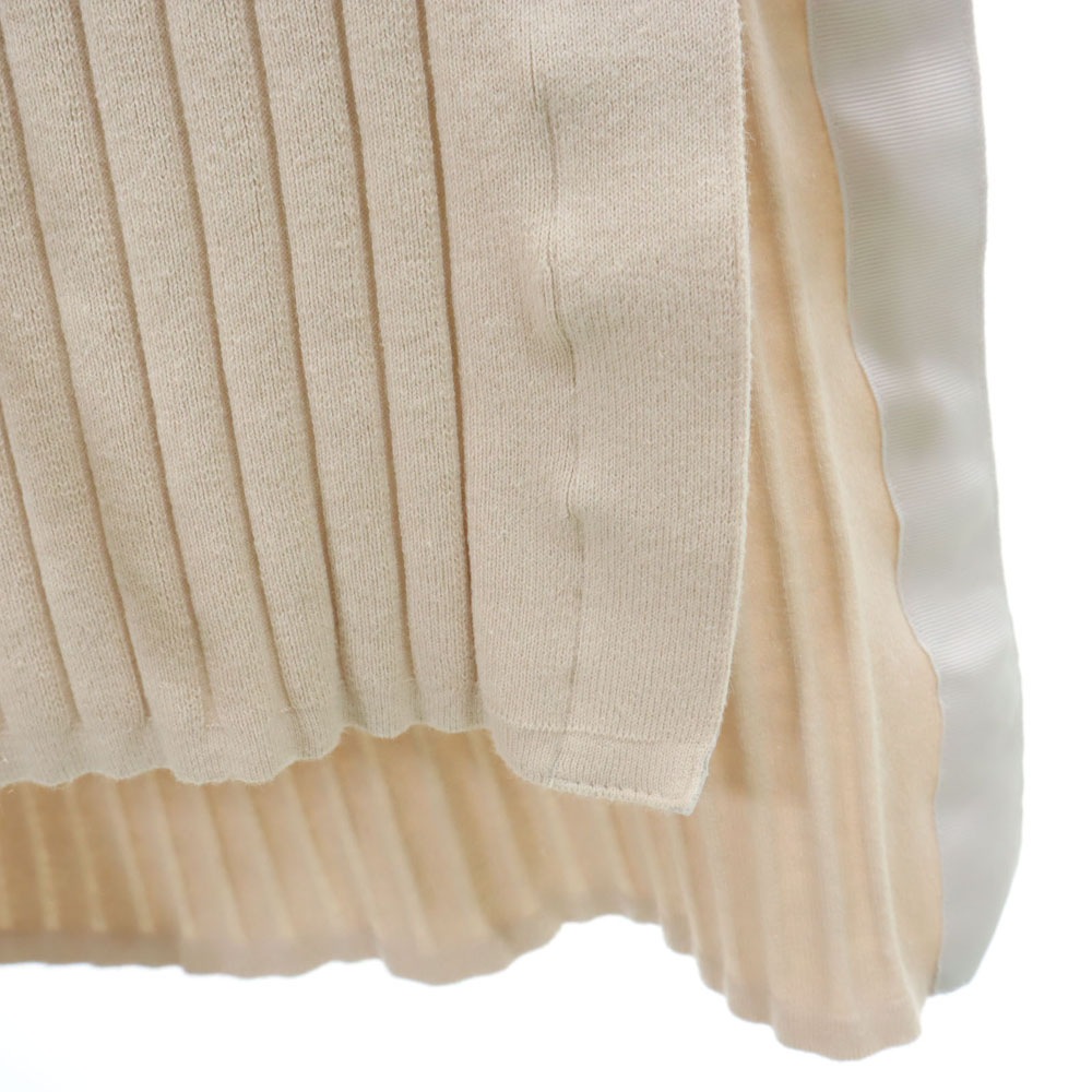 リネンブレンド ノースリーブ リブニット ロングワンピース ベージュ レディース