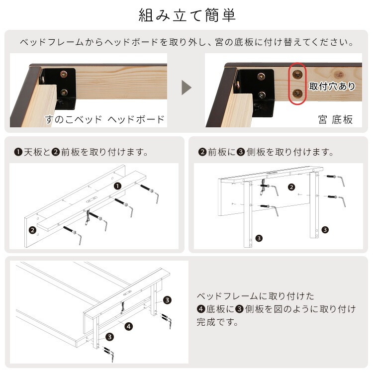 宮単品 パイン材 高さ2段階調整 脚付き すのこ ベッド用 セミダブル サイズ 幅120cm 低ホルムアルデヒド 家具 引越し 新生活 HP-02SD