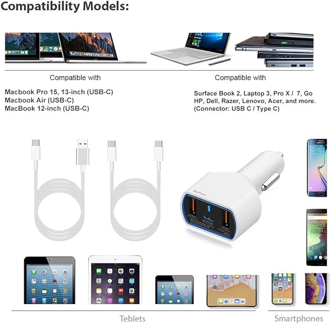 120W PD USB C 車載充電器 ラップトップ カーチャージャー (20V~5V 対応 USB-C Laptop 車の充電器 )New MacBook Pro Air USB C Laptop 120W PD USB C 車載充電器 ラップトップ カーチャージャー (20V~5V 対応 USB-C Laptop 車の充電器 )New MacBook Pro Air USB C Laptop