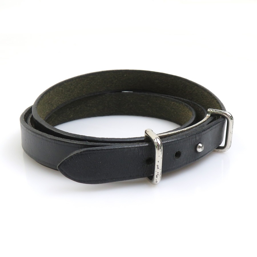 エルメス HERMES ブレスレット レザー/メタル ブラック/シルバー ユニセックス e60608a