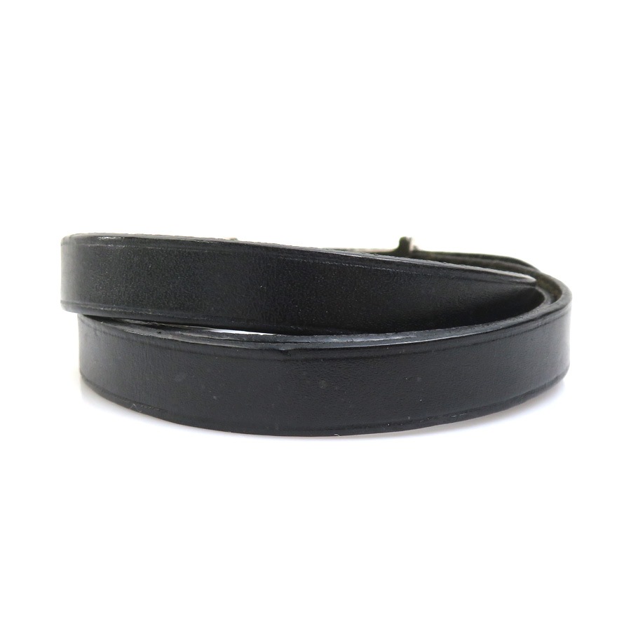 エルメス HERMES ブレスレット レザー/メタル ブラック/シルバー ユニセックス e60608a