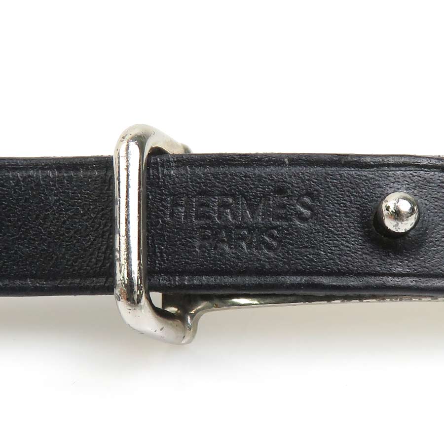 エルメス HERMES ブレスレット レザー/メタル ブラック/シルバー ユニセックス e60608a