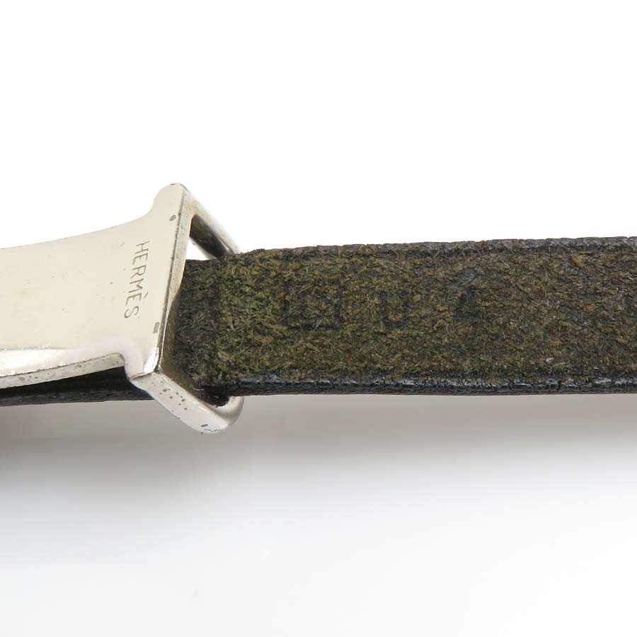 エルメス HERMES ブレスレット レザー/メタル ブラック/シルバー ユニセックス e60608a