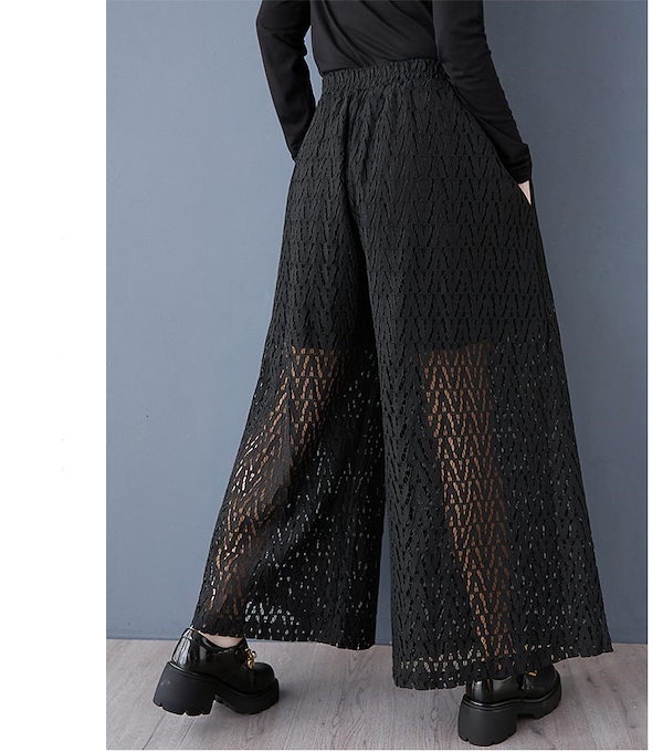 ブラック レース ワイドレッグパンツ ブラック レース ワイドレッグパンツ 楽天市場】ワイドパンツ