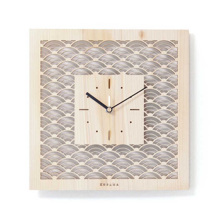 日本時計 刻 青海波 壁掛け時計 おしゃれな国産ヒノキのインテリア 店舗 玄関 リビング 寝室 玄関 和室 和風 和柄