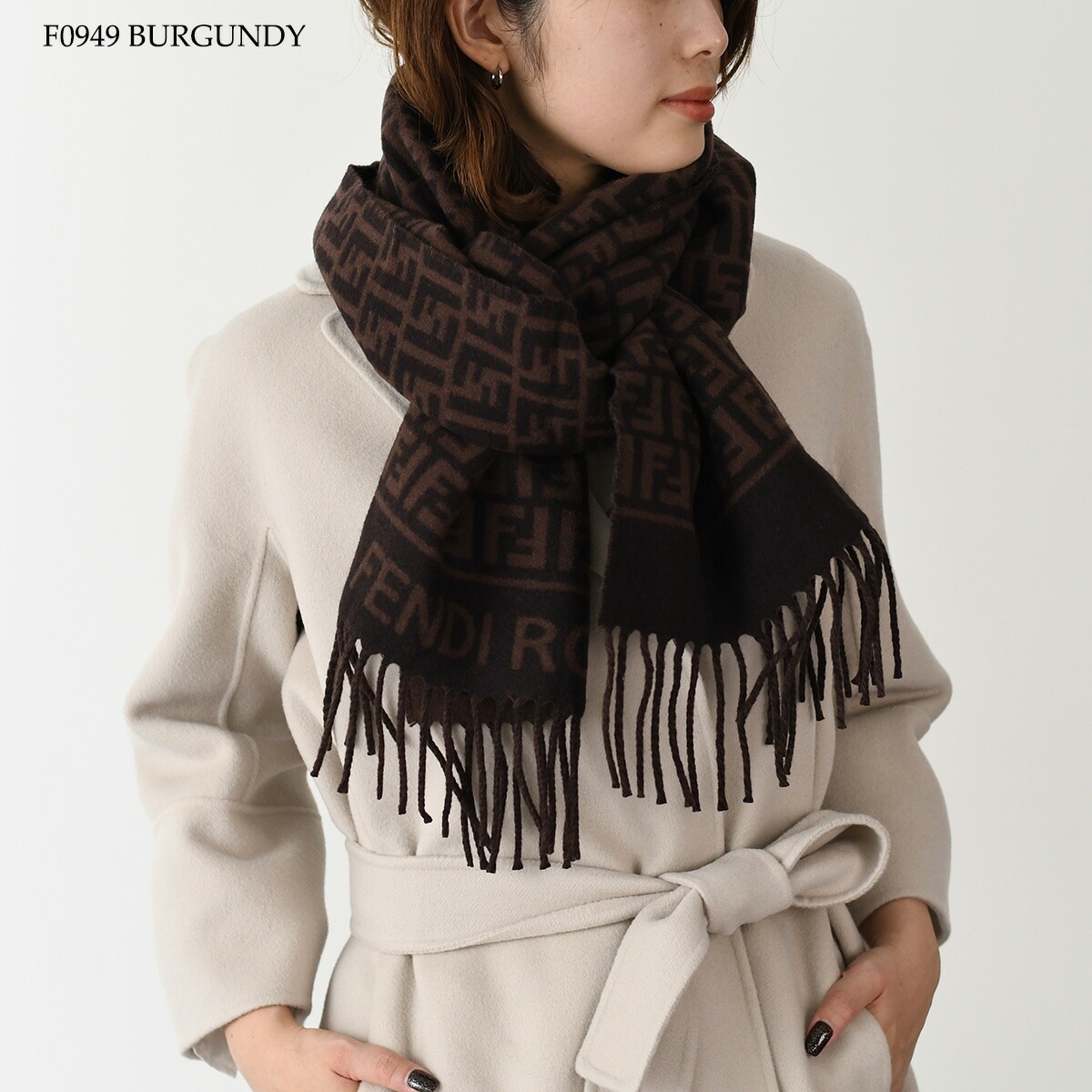 希少美品 Fendi ロゴ 大判ストール ズッカ ウール カシミヤ tk22a0805008_1.jpg