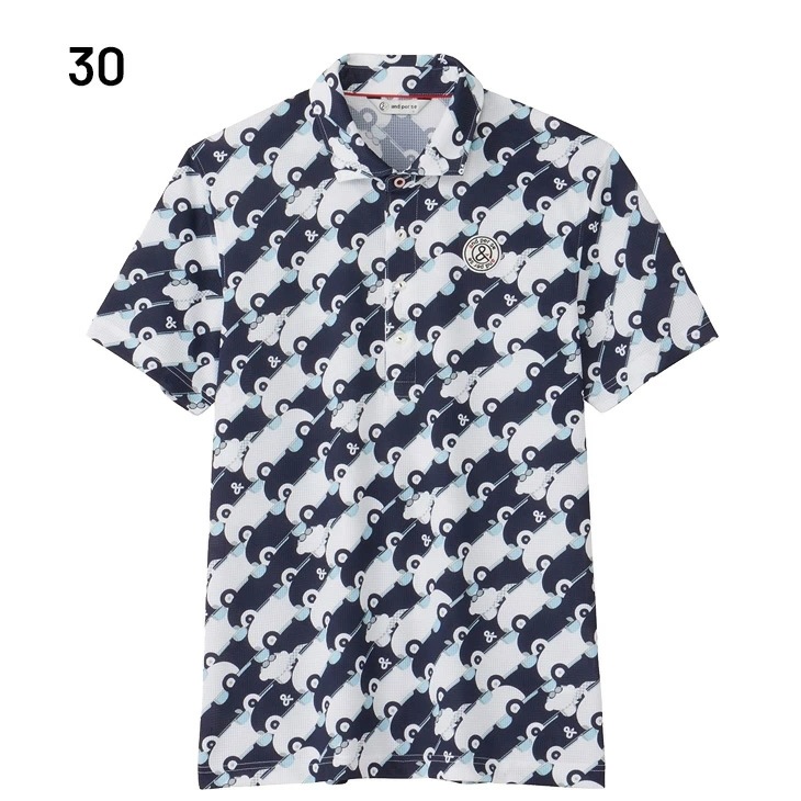 半袖シャツ メンズ ゴルフウェア ホールメッシュ半袖プルオーバーシャツ ボタンダウン UVケア 吸汗速乾 衿つき ゴルフシャツ ゴルフポロ 総柄 紳士 服 ブランド アパレル/AMS9654X7