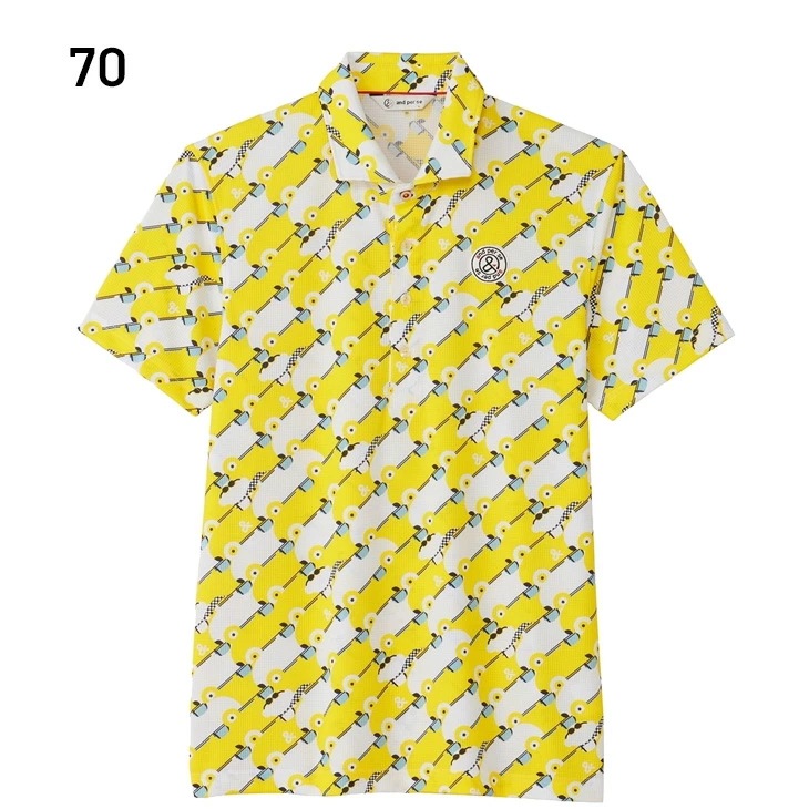 半袖シャツ メンズ ゴルフウェア ホールメッシュ半袖プルオーバーシャツ ボタンダウン UVケア 吸汗速乾 衿つき ゴルフシャツ ゴルフポロ 総柄 紳士 服 ブランド アパレル/AMS9654X7