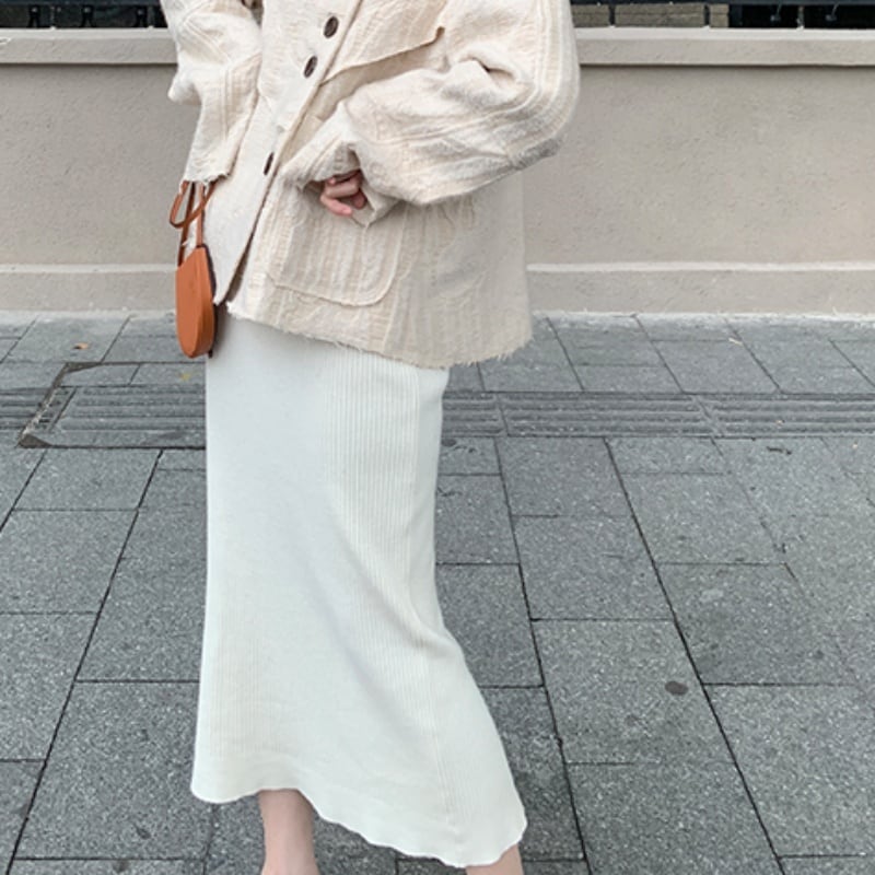 ２color ロングワンピース ニットワンピース キャミソール ニット Vネック