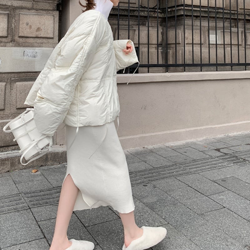 ２color ロングワンピース ニットワンピース キャミソール ニット Vネック