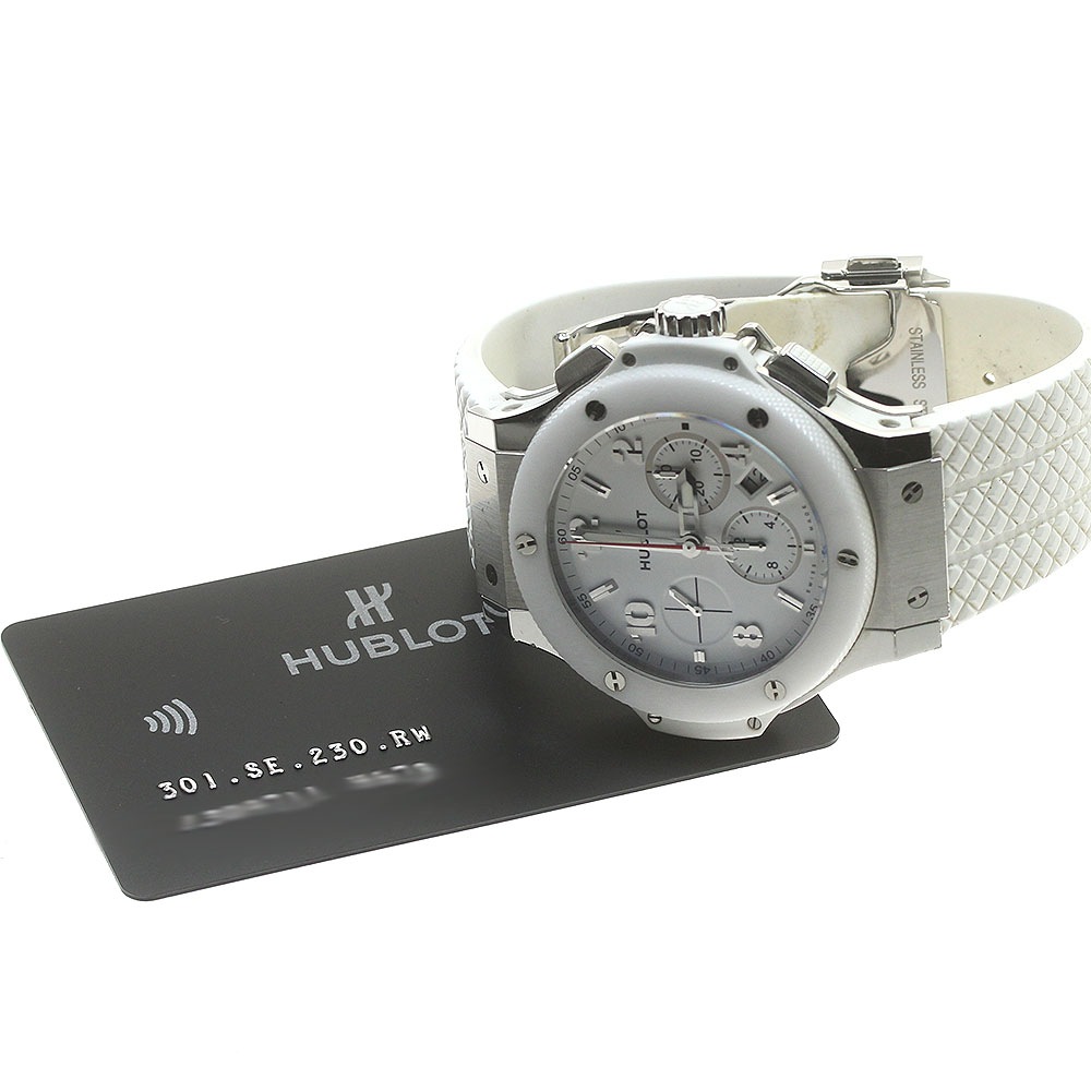 ウブロ HUBLOT 301.SE.230.RW ビッグバン スチールホワイト クロノグラフ 自動巻き メンズ 保証書付き_846529【中古】 ウブロ HUBLOT 301.SE.230.RW ビッグバン スチールホワイト クロノグラフ 自動巻き メンズ 保証書付き_846529【中古】