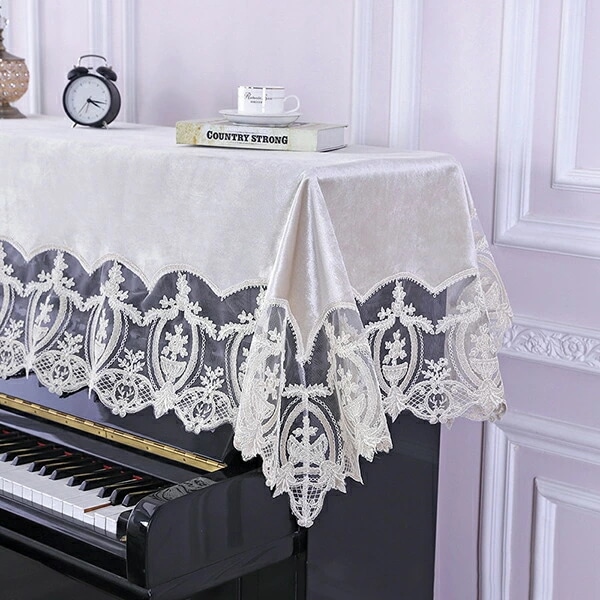 【赤字販売*速達】ピアノカバー 天屋根カバー+鍵盤蓋カバー アップライト トップカバー レース 北欧 刺繍 標準直立型ピアノ用 おしゃれ ピアノ掛け 通気性 乾燥 防塵 汚れ防止 便利 ヨーロッパ お