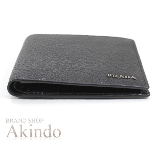 【新品・未使用】プラダ 財布 二つ折り財布 黒 ブラック レザー 本革 カード入れ 小銭入れ メンズ 2MO738 PRADA 2つ折り サイフ コンパクト ウォレット 便利 ブランド 人気 プレゼン