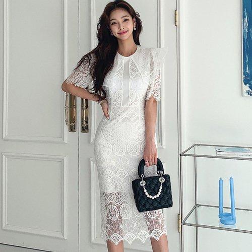 キャバドレス ナイトドレス ミディアムドレス ハイウエスト タイト ワンピース 半袖 スカラップカット 総レース レディース グラシア キャバドレス ナイトドレス ミディアムドレス ハイウエスト タイト ワンピース 半袖 スカラップカット 総レース レディース グラシア