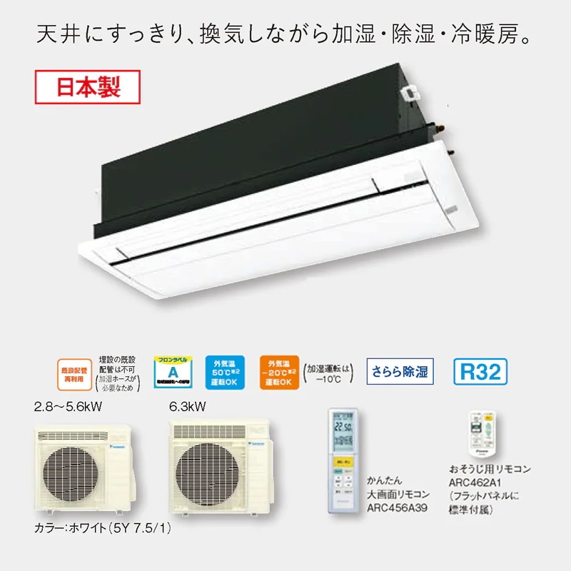 S28ZCRV-F 天井埋め込みエアコン1方向 10畳用 ハウジングエアコン 天井 カセット形 フラットパネル仕様 単相200V 2022年 モデル