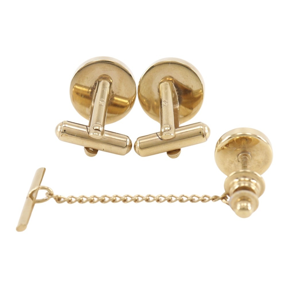 タイタックセット カフス 金メッキ 黒 メンズ 中古品 タイタックセット カフス 金メッキ 黒 メンズ 中古品