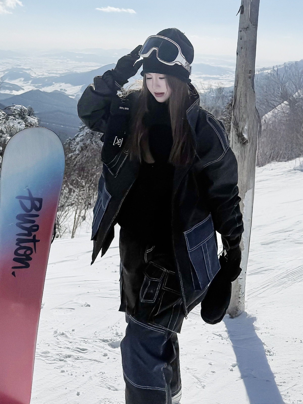 スノボウェア 2025 2026 上下セット 耐水圧20000mm デニム ジャケット パンツ ズボン 韓国風 スノーボードウェア スノーウェア スキーウェア スノボーウェア メンズ レディース