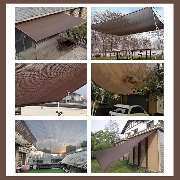 遮光ネット 日よけ シェード 高密度の厚さのポリエチレン ベランダ カーポート ルーフ ヤード パーティー 廊下(コーヒー色, 4Mx5M)