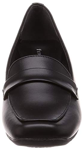 [フワラク] ヒール 幅広 3E 防水 ローファーパンプス 5.0cmヒール 【21.5cm～25.5cm】 FR-1106 レディース ブラック 22.5 cm