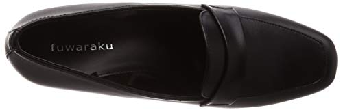 [フワラク] ヒール 幅広 3E 防水 ローファーパンプス 5.0cmヒール 【21.5cm～25.5cm】 FR-1106 レディース ブラック 22.5 cm