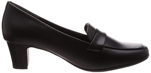 [フワラク] ヒール 幅広 3E 防水 ローファーパンプス 5.0cmヒール 【21.5cm～25.5cm】 FR-1106 レディース ブラック 22.5 cm