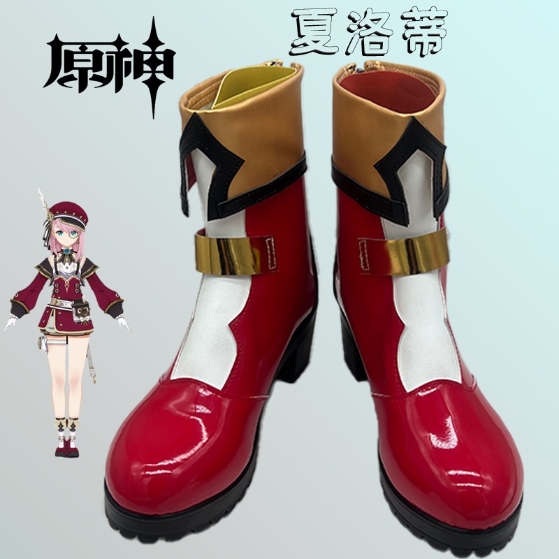 原神 シャーロットシューズコミック展示二次元パフォーマンスシューズ写真付きブーツのカスタマイズをサポート