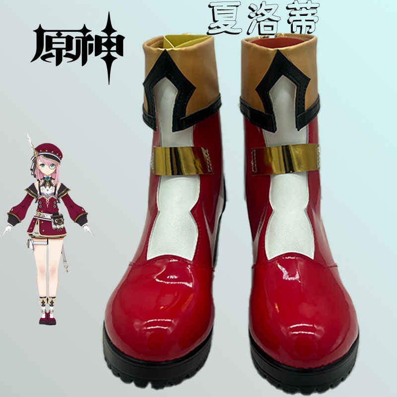 原神 シャーロットシューズコミック展示二次元パフォーマンスシューズ写真付きブーツのカスタマイズをサポート