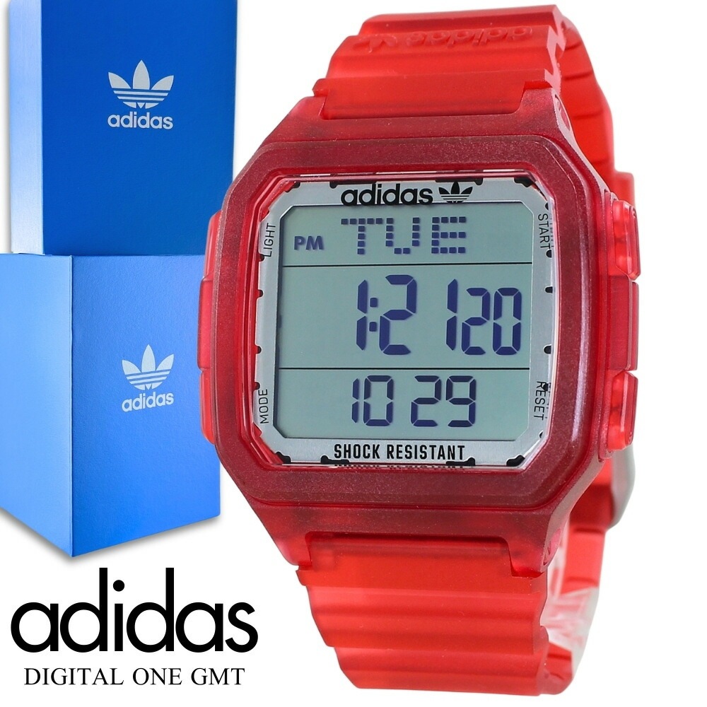 アディダス 腕時計 メンズ レディース ユニセックス デジタル レジン レッド おしゃれ 誕生日プレゼント 男性 女性 中学生 高校生 大学生 社会人 スポーツ アウトドア プレゼント カップル 夫婦