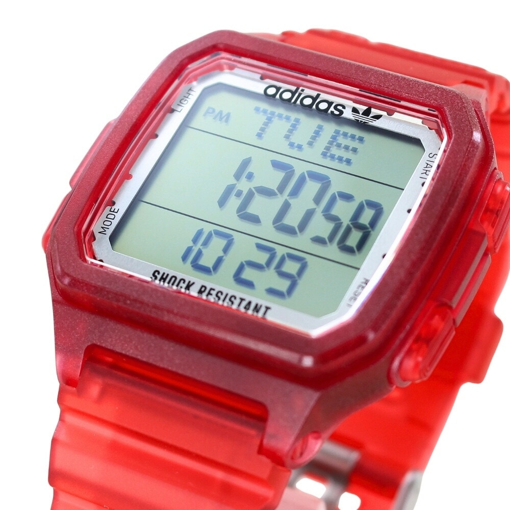 アディダス 腕時計 メンズ レディース ユニセックス デジタル レジン レッド おしゃれ 誕生日プレゼント 男性 女性 中学生 高校生 大学生 社会人 スポーツ アウトドア プレゼント カップル 夫婦