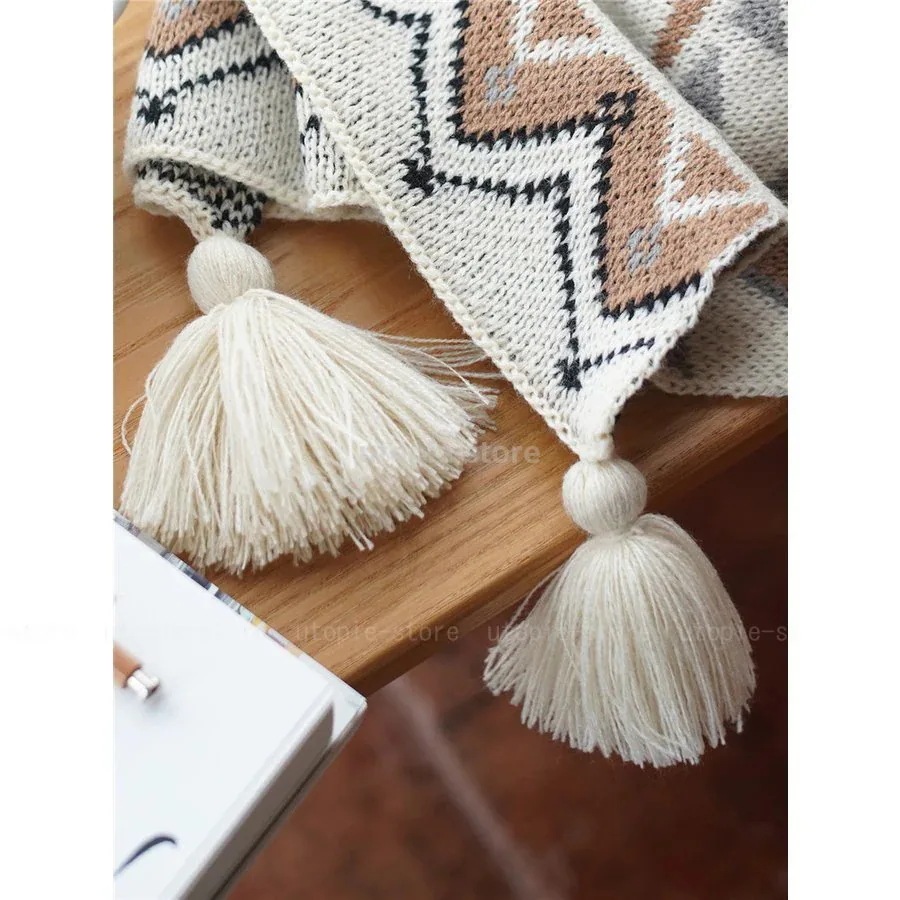 掛け やわらか フリンジ シングル ボヘミア風 綿 肌掛け タオルケット ニトリル繊維 おしゃれ