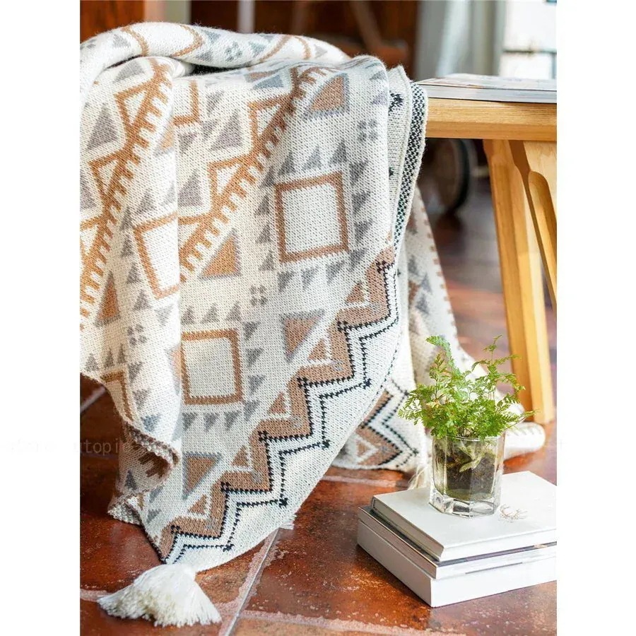 掛け やわらか フリンジ シングル ボヘミア風 綿 肌掛け タオルケット ニトリル繊維 おしゃれ