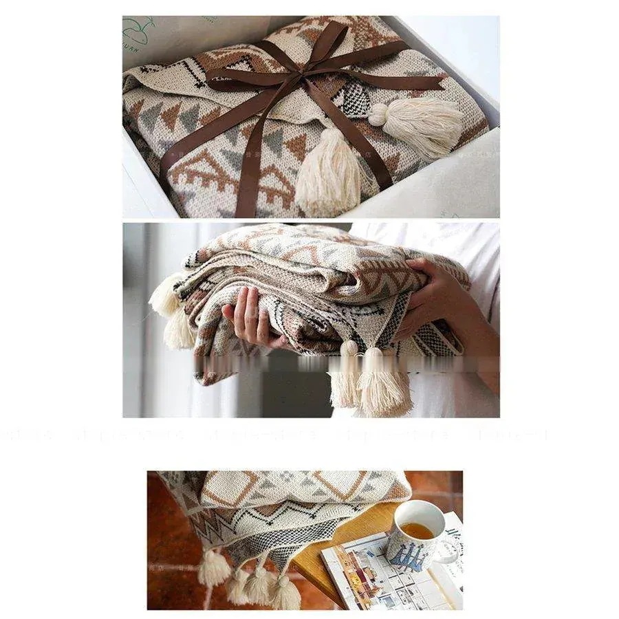 掛け やわらか フリンジ シングル ボヘミア風 綿 肌掛け タオルケット ニトリル繊維 おしゃれ